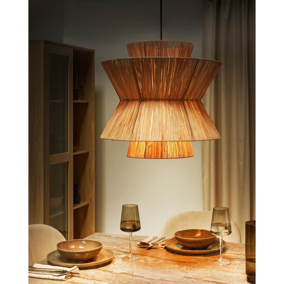 Lampa wisząca ze słomy naturalna TELAMBA