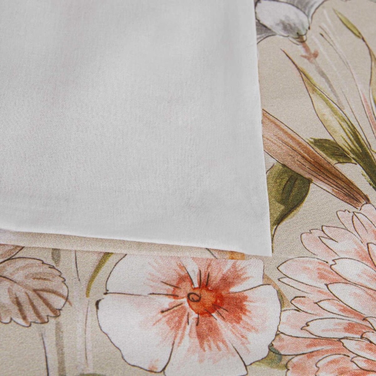 Pościel bawełniana 160x200 Cottonlove Exclusive Sidelya beżowa w kolorowe kwiaty