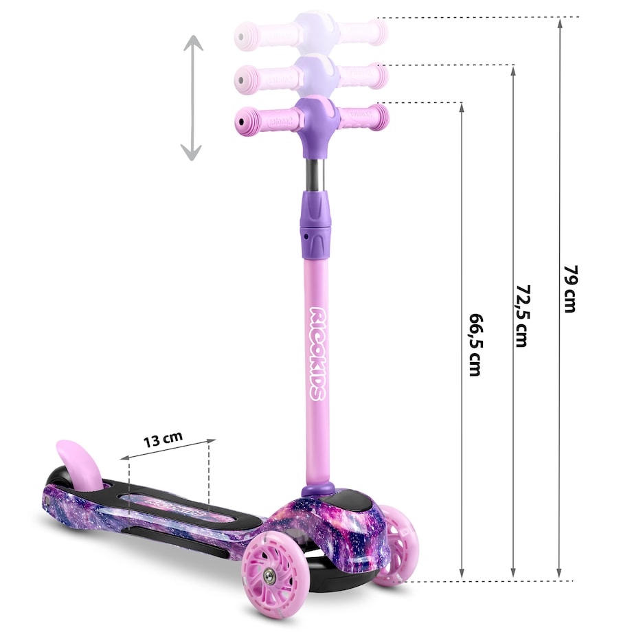 Hulajnoga trójkołowa dla dzieci Ricokids Piko różowo-fioletowa