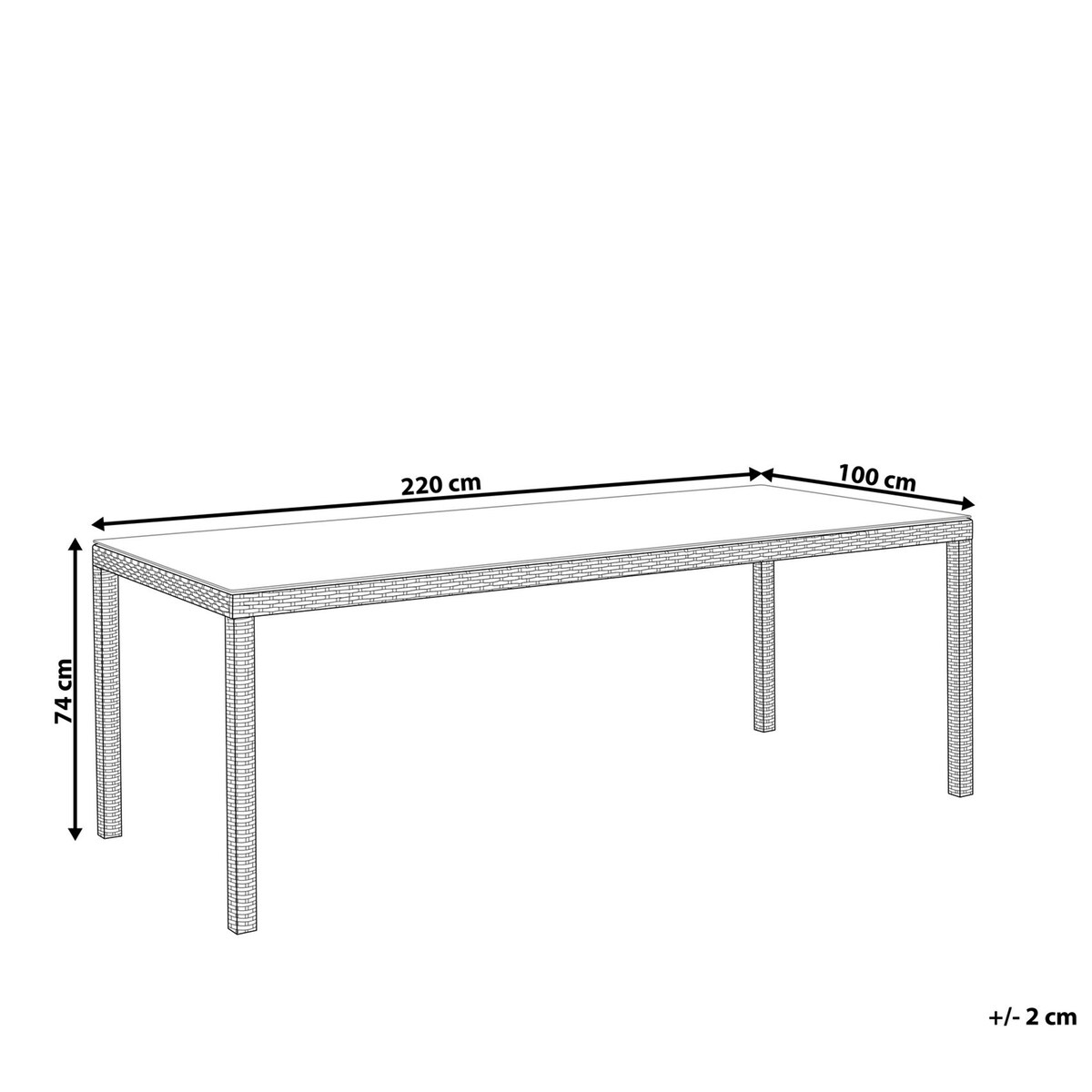 Stół ogrodowy ITALY 220 cm 100 cm Szkło Biały