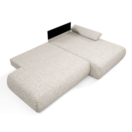 Narożnik rozkładany PENTI z pojemnikiem na pościel, prawy, beżowy