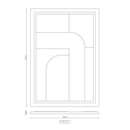 Obraz 3D 50x70cm Geometric IV – Dekoracja Ścienna z Tynku Naturalnego, Milky Grey Minimalistyczny Relief