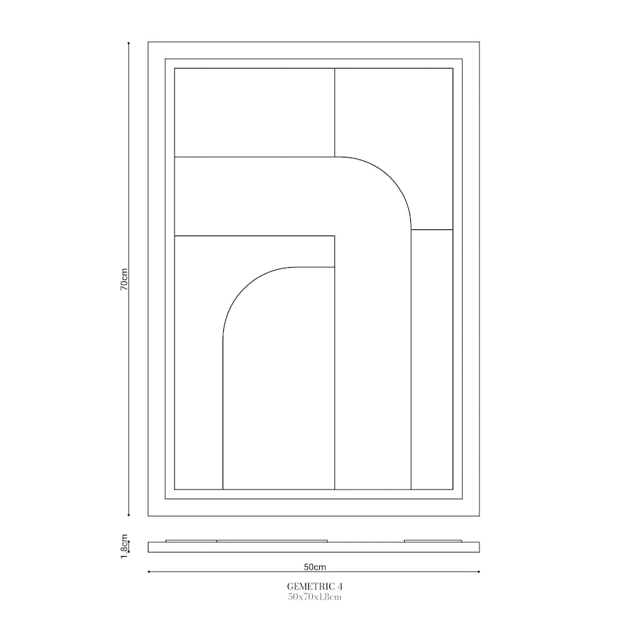 Obraz 3D 50x70cm Geometric IV – Dekoracja Ścienna z Tynku Naturalnego, Milky Grey Minimalistyczny Relief