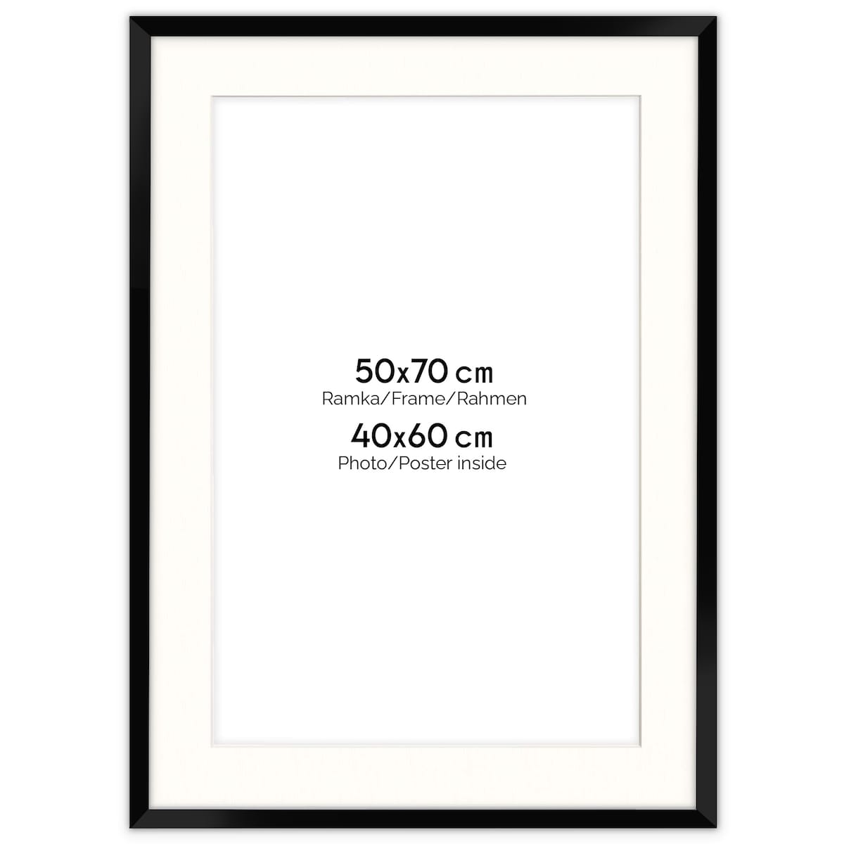Ramka na zdjęcia z passe partout czarna ramka 50x70 cm z okienkiem passe partout na zdjęcie 40x60 cm FRAMAI