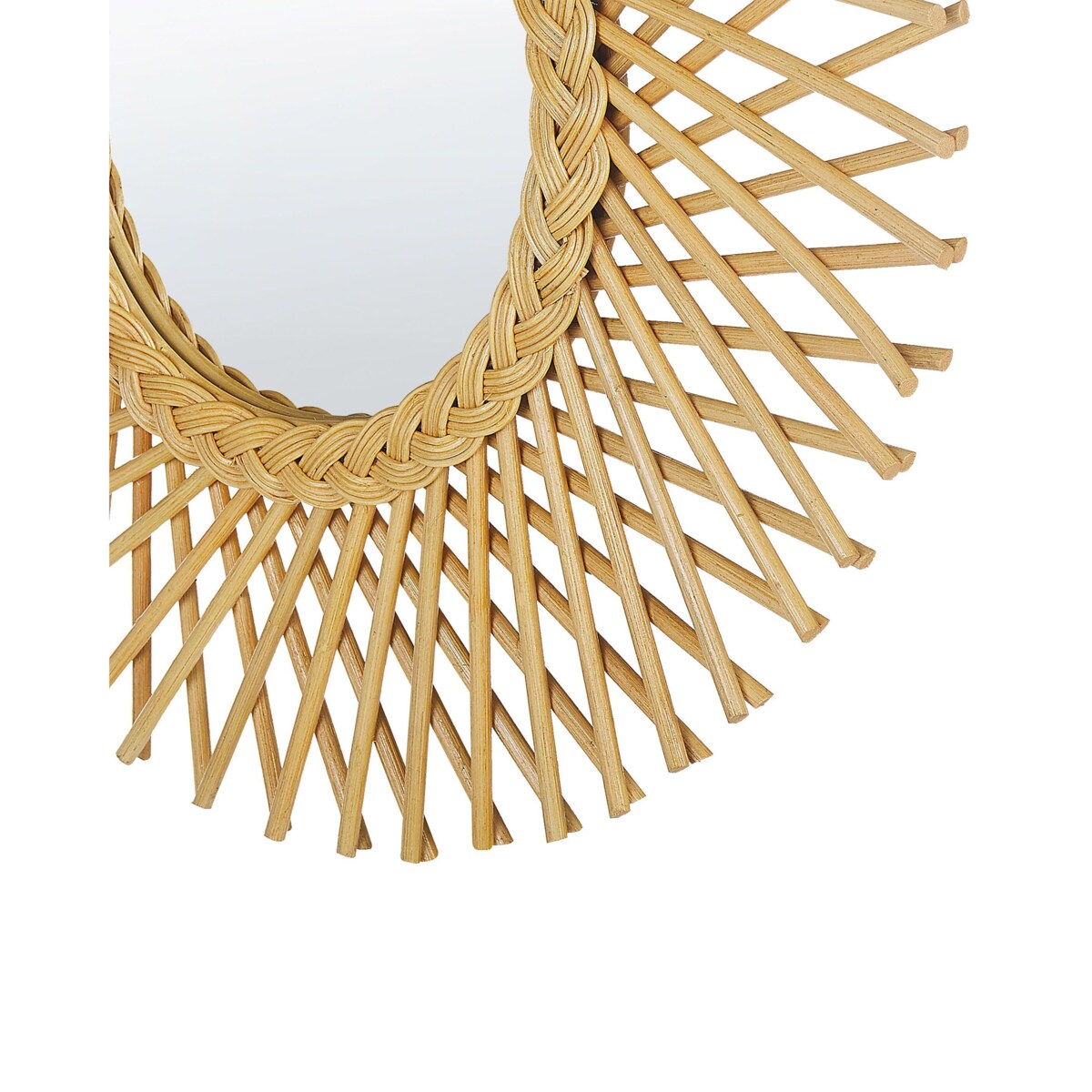 Rattanowe lustro ścienne słońce ⌀ 60 cm naturalne TAGOLU