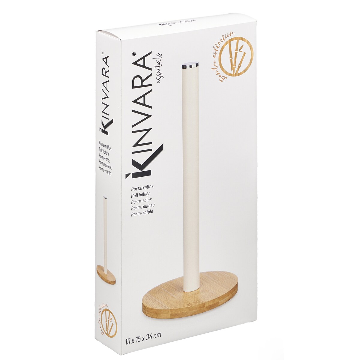 Stojak na ręczniki papierowe z bambusową podstawką, 34 cm