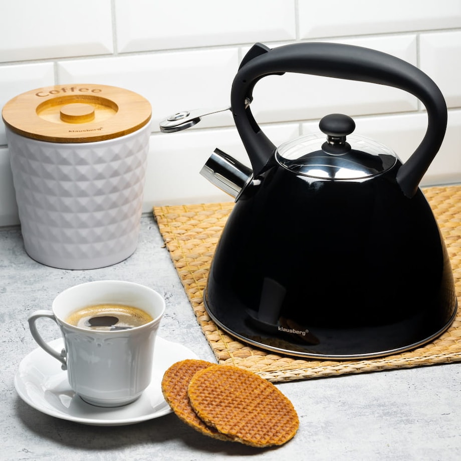 Czajnik stalowy z gwizdkiem 3.0L indukcja gaz czarny KLAUSBERG