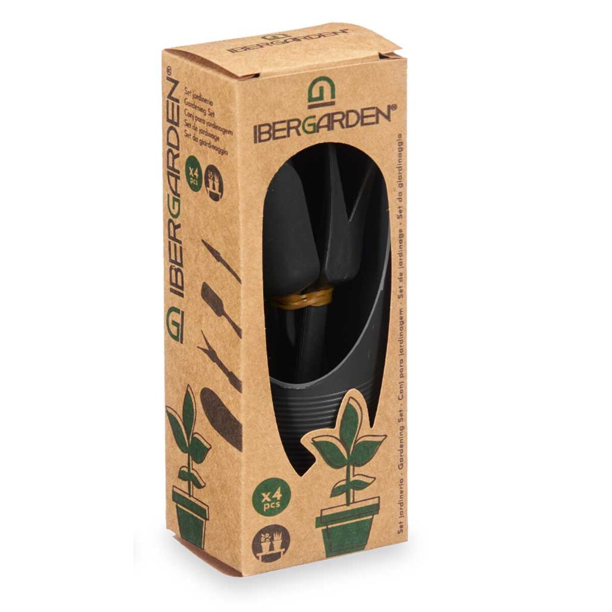 Zestaw narzędzi ogrodowych plastikowych: łopatka, radełko, siewnik ręczny