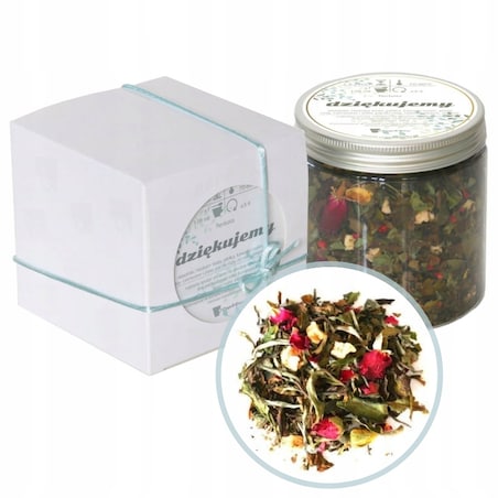 Wyśmienita sypana Herbata DZIĘKUJEMY 60g na ŚLUB WESELE KOMUNIĘ różana
