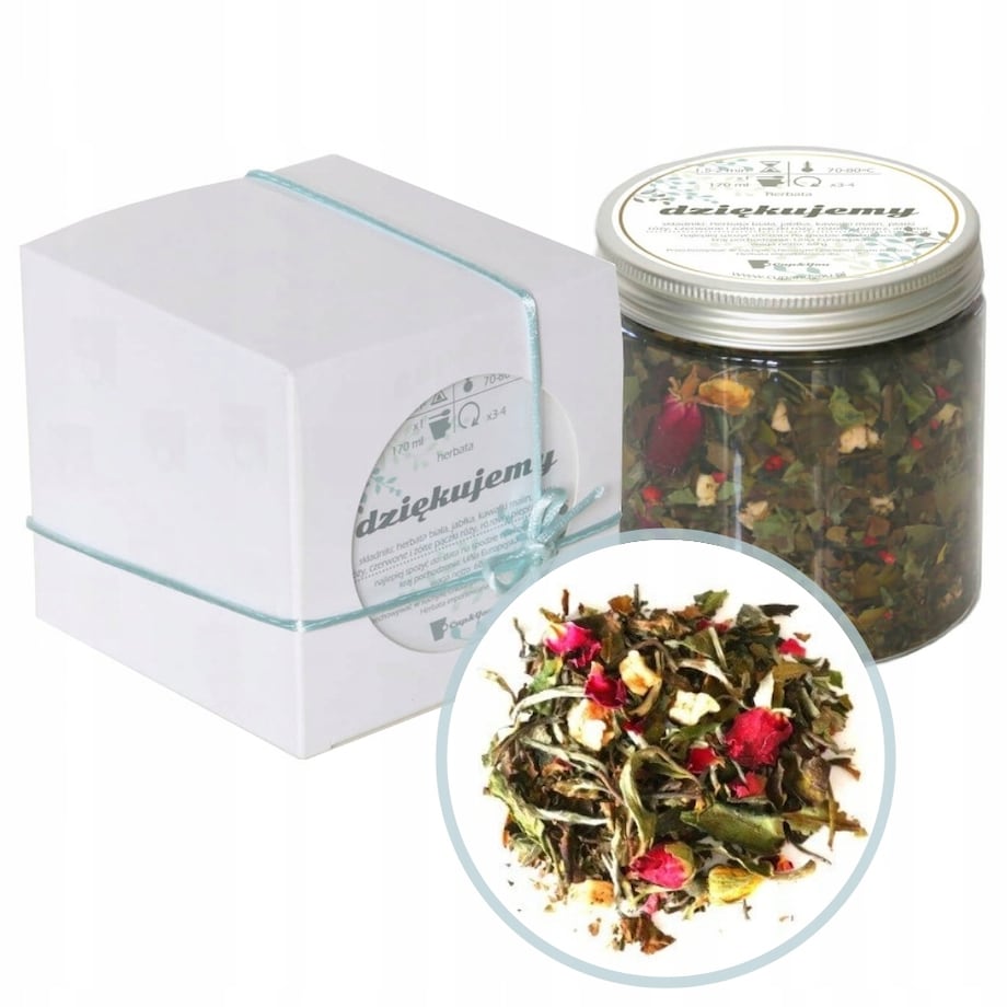 Wyśmienita sypana Herbata DZIĘKUJEMY 60g na ŚLUB WESELE KOMUNIĘ różana