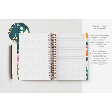 Planner dzienny na spirali 2025 – Ramo De Flores