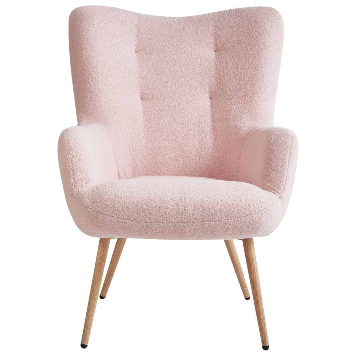 Fotel uszak VEJLE Z podnóżkiem Boucle Pastelowy róż