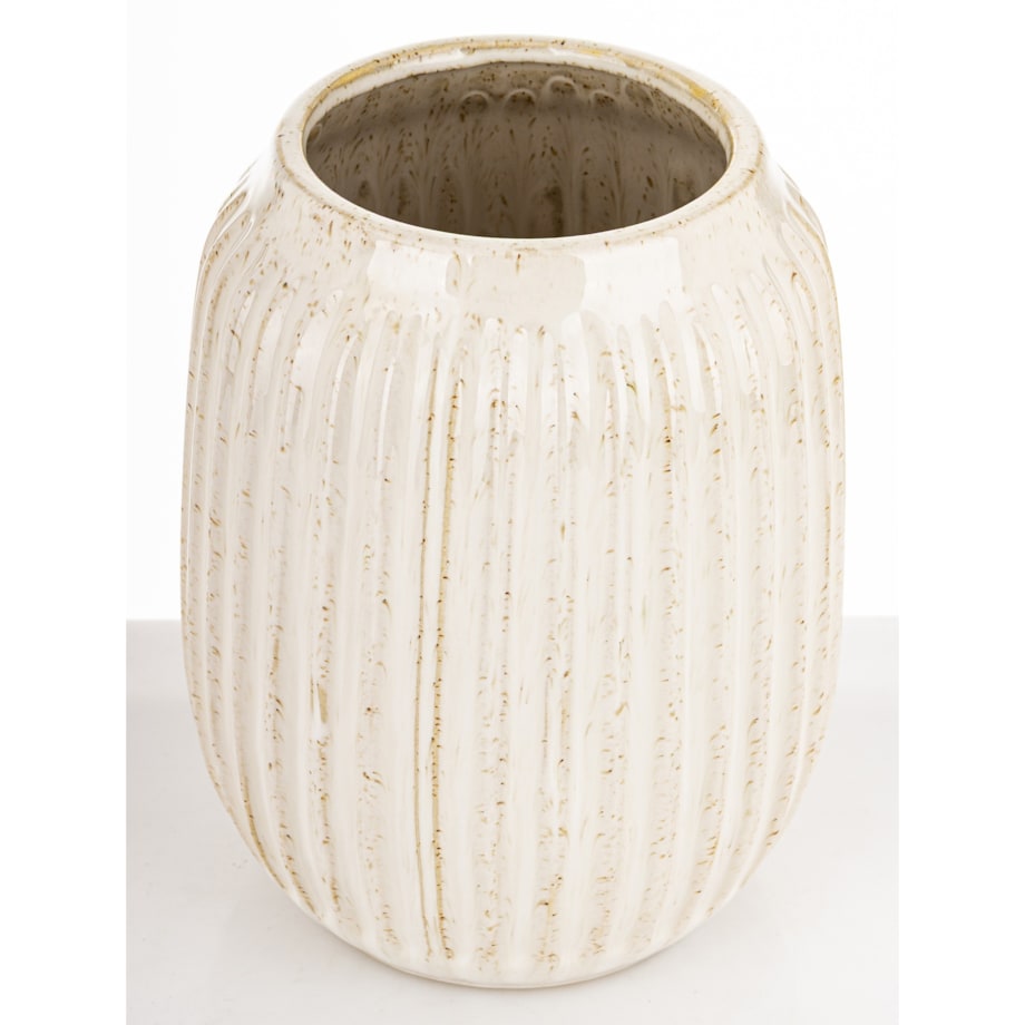 Wazon osłonka ceramiczny prążkowany 22,5x15x15 cm FIBI-3 biały
