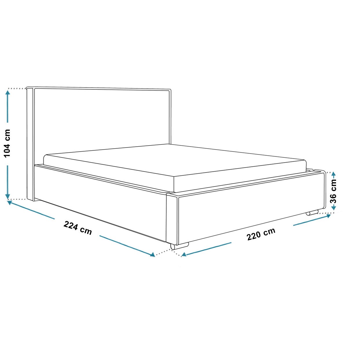 Łóżko sypialniane 200x200 BEN 8 - beżowe- z pojemnikiem, stelaż metalowy