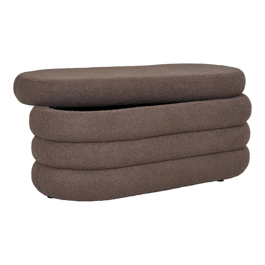 Pufa brązowa boucle 44x103x45 cm PEPUTRA ze schowkiem
