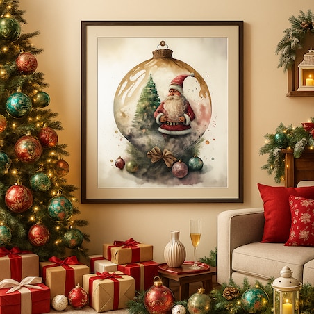 Plakat Bombka z Mikołajem 50cm x 70cm