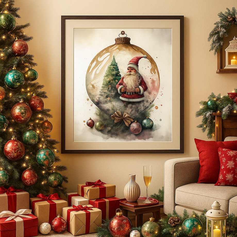 Plakat Bombka z Mikołajem 50cm x 70cm