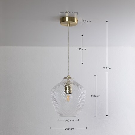 Lampa wisząca złota ze szklanym kloszem Yulen