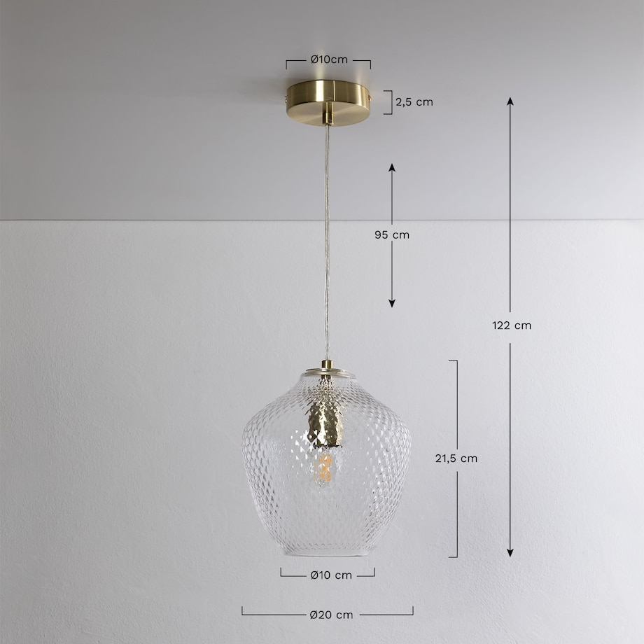 Lampa wisząca złota ze szklanym kloszem Yulen