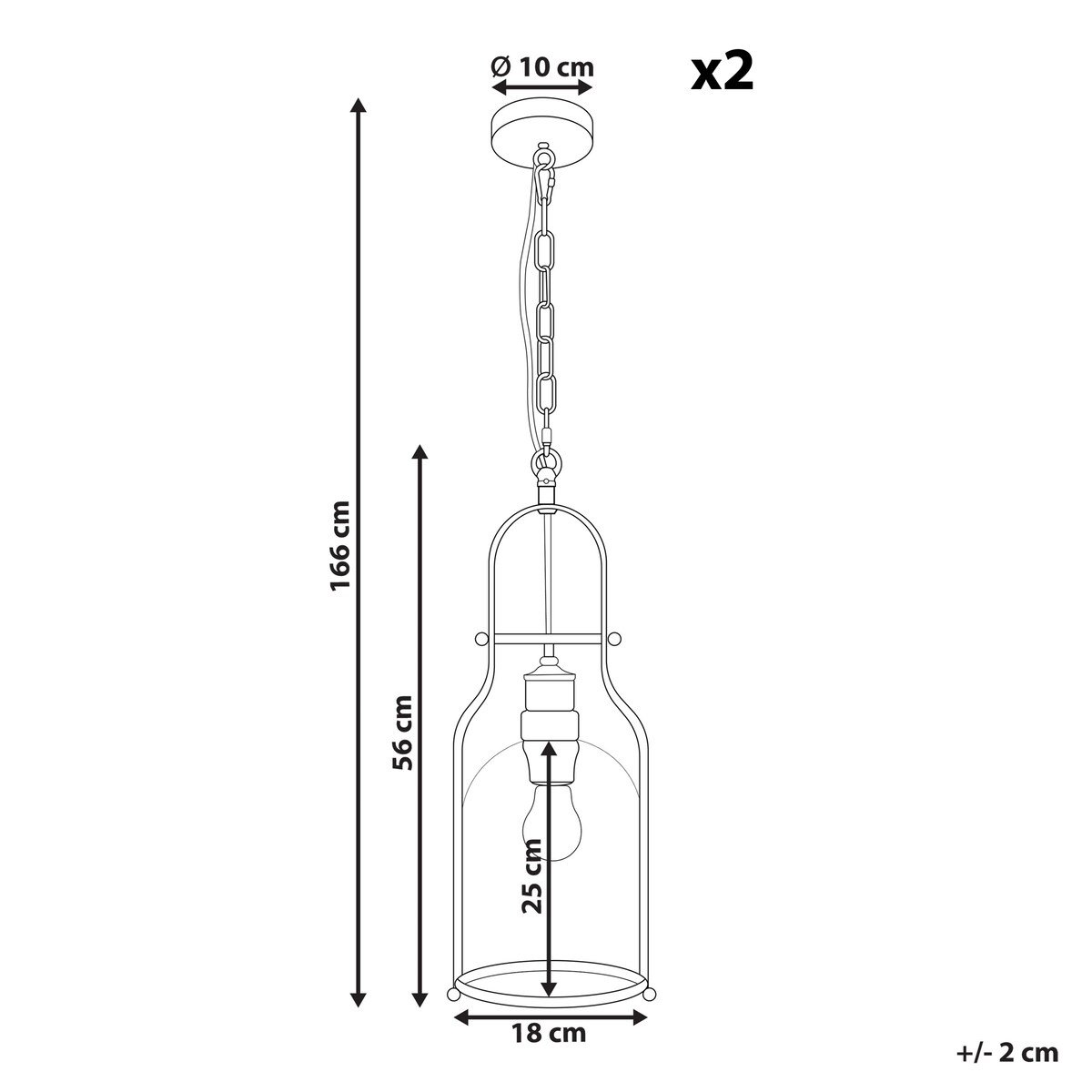 Zestaw 2 lamp wiszących BASHILO Metal Czarny