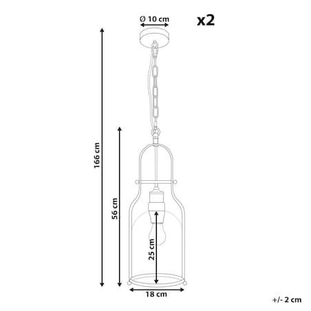 Zestaw 2 lamp wiszących BASHILO Metal Czarny