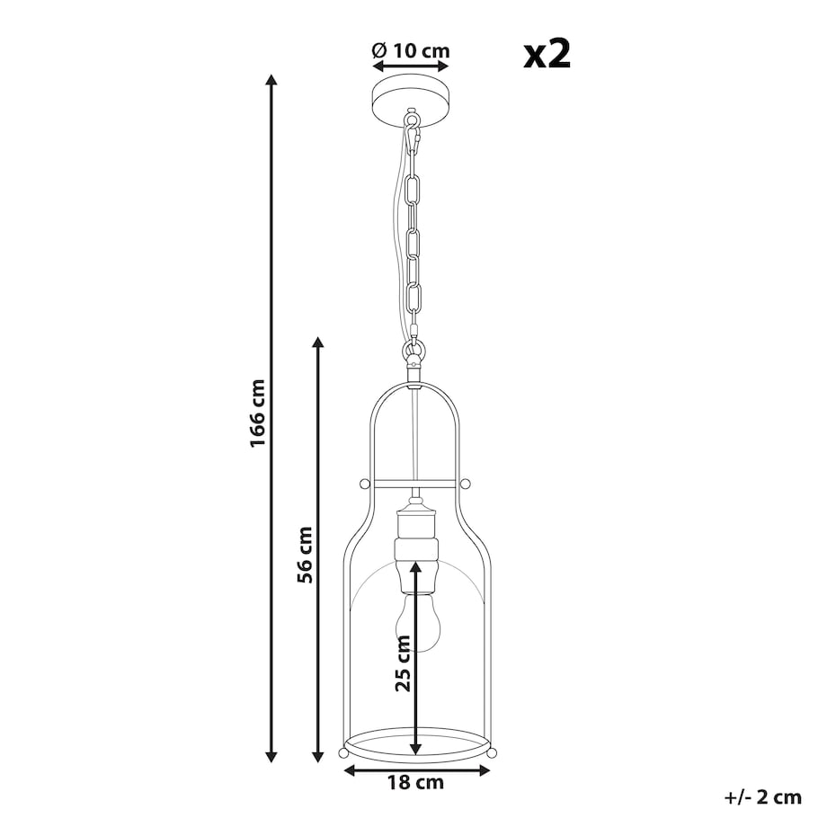 Zestaw 2 lamp wiszących BASHILO Metal Czarny