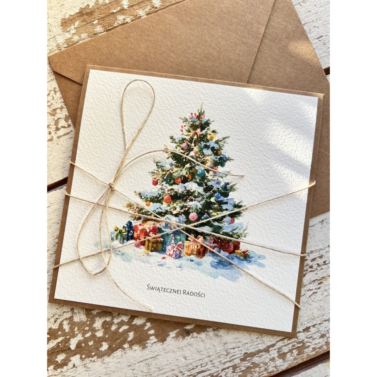 Kartka świąteczna ręcznie robiona na Boże Narodzenie choinka BN2