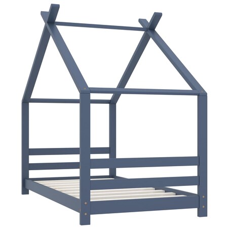 vidaXL Rama łóżka dziecięcego, szara, lite drewno sosnowe, 80x160 cm