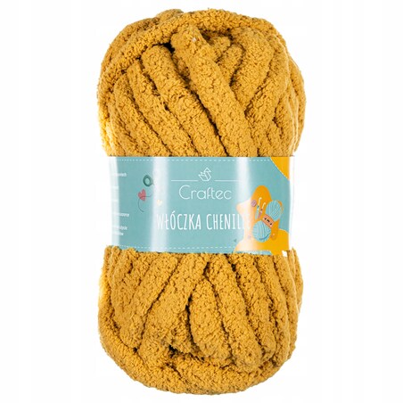 Włóczka do szydełkowania wyplatania bardzo gruba Chenille 20 mm żółta #7