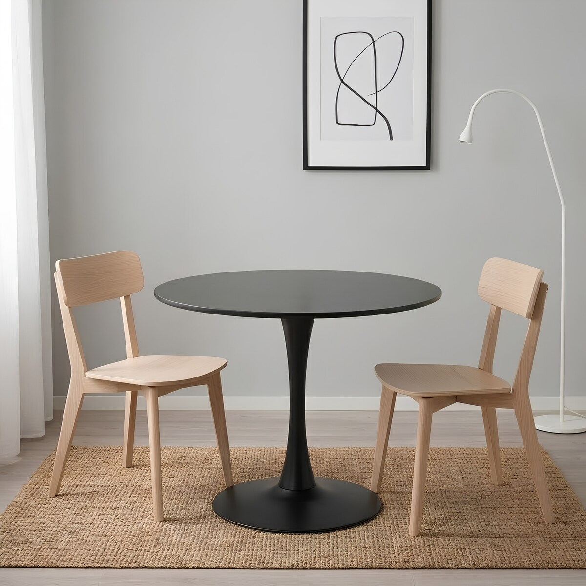 Stół okrągły czarny do salonu jadalni 80 cm nowoczesny minimalistyczny