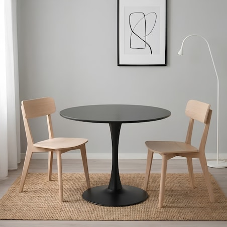 Stół okrągły czarny do salonu jadalni 80 cm nowoczesny minimalistyczny