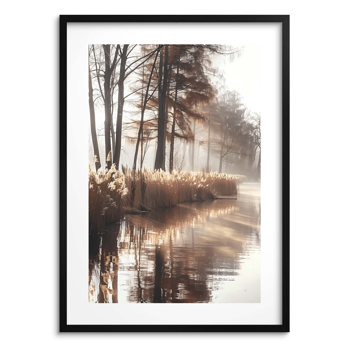 Obraz Plakat czarnej w ramie 50x70 Las Rzeka Ozdoba Boho do Sypialni Salonu