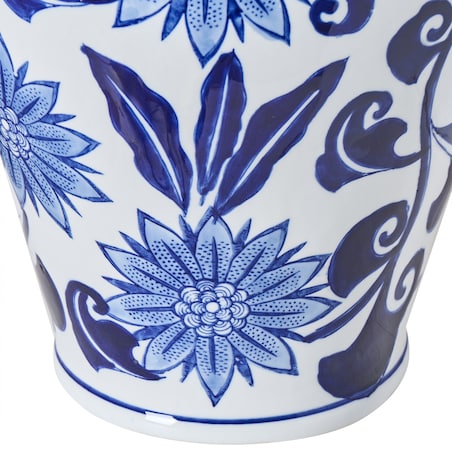 Wazon na kwiaty GIRONA Porcelana 35 cm Biały/ niebieski