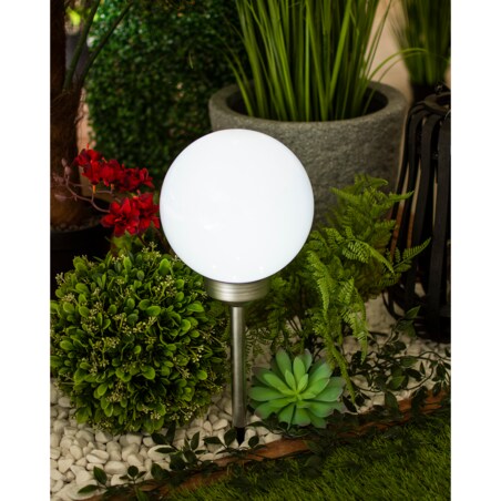 Lampa Solarna Kula 20Cm Ogrodowa 4 Led Czujnik Wbijana Zewnętrzna Ip44