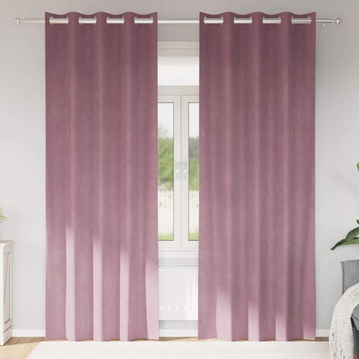 vidaXL Zasłony z zasłonami 2 pcs Ciemnoróżowy 140 x 225 cm Aksamit