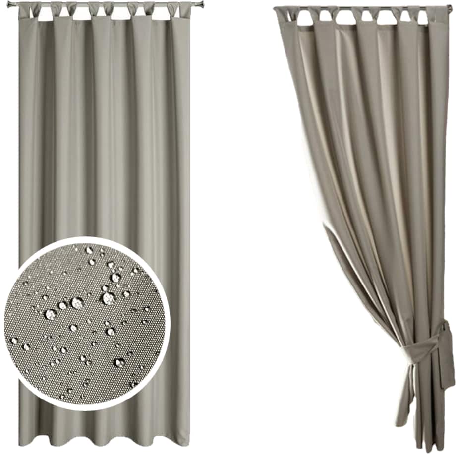 Zasłona Ogrodowa Tarasowa Wodoodporna 155 x 200 Ciemnobeżowa na Szelkach