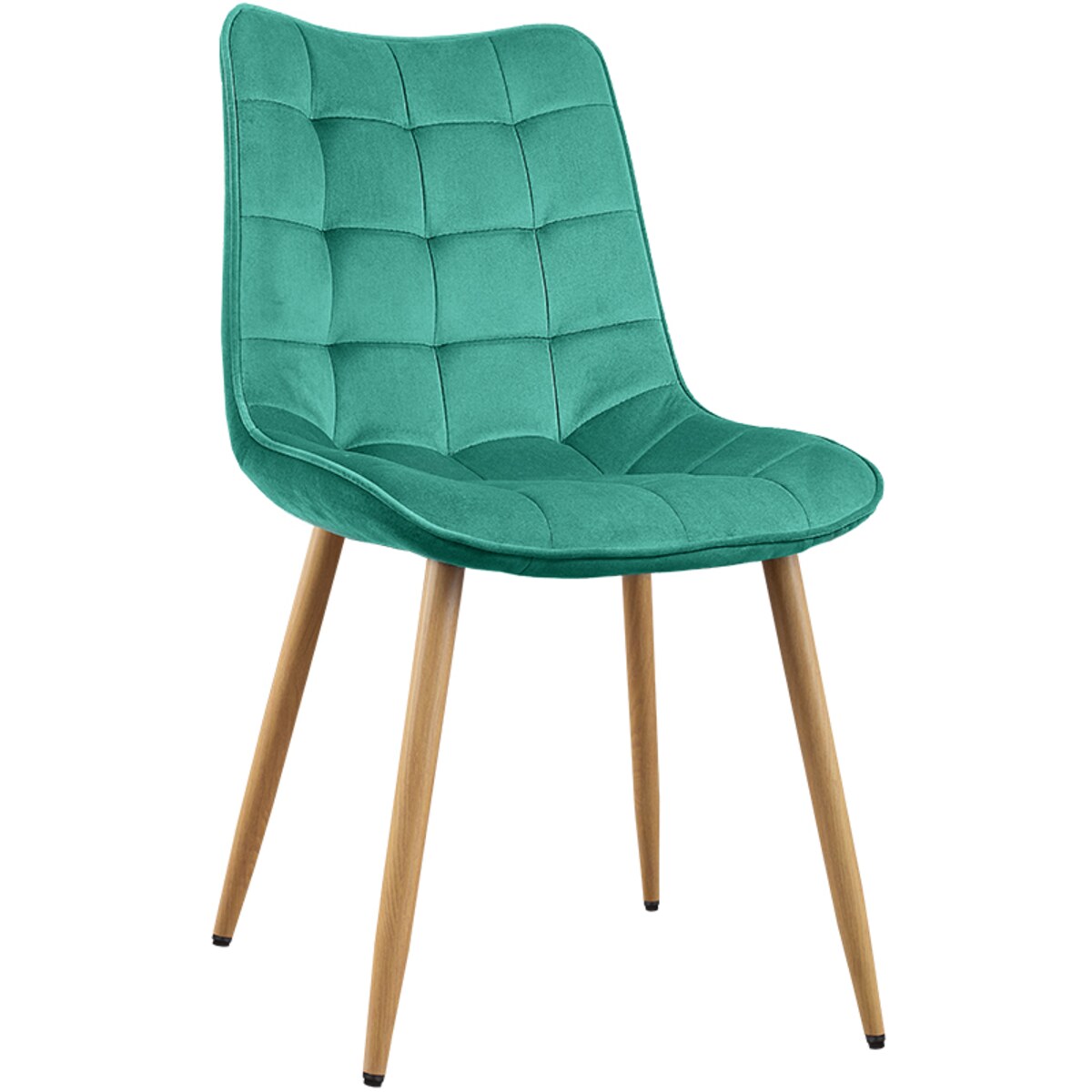 Krzesło tapicerowane do salonu jadalni pikowane welurowe zielone