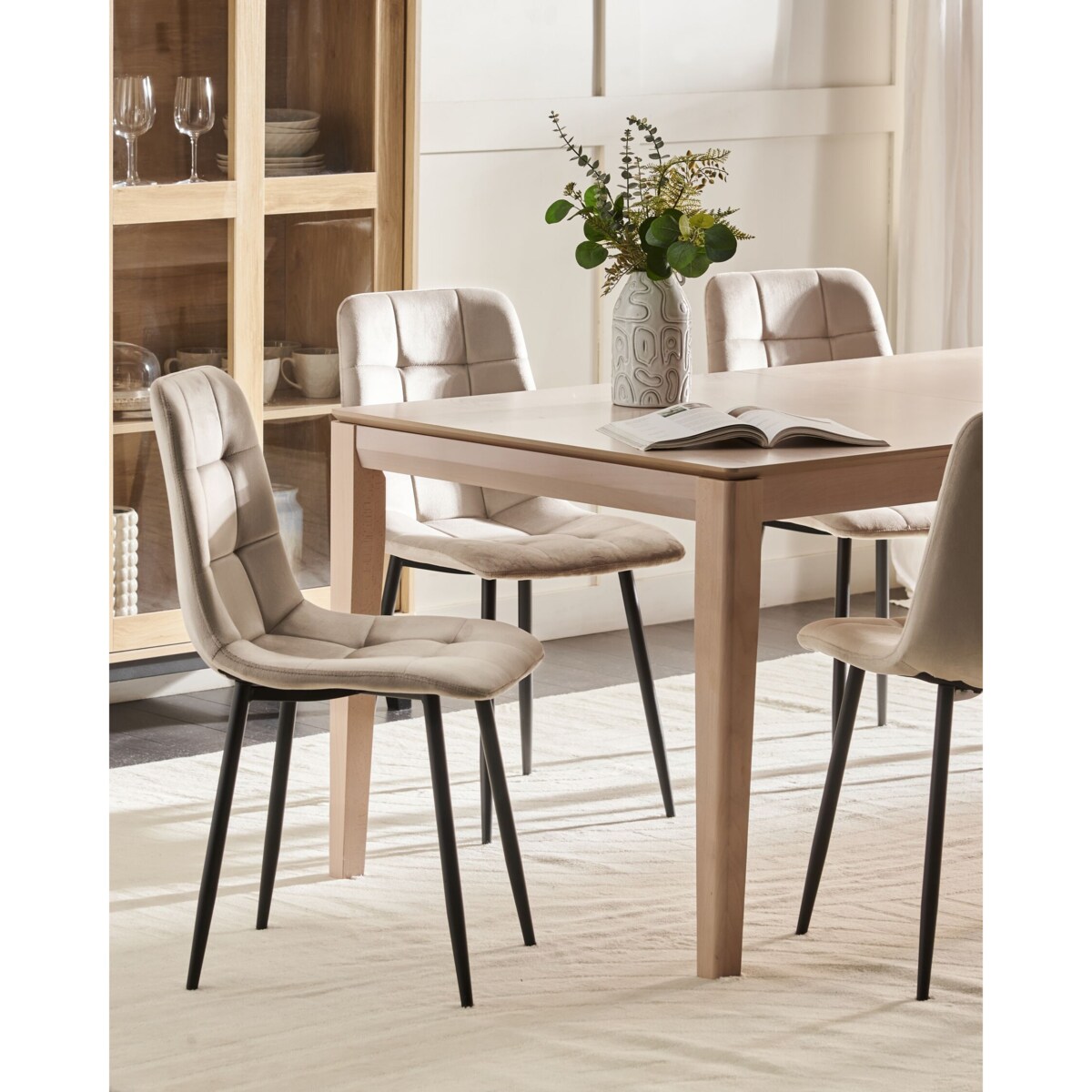 Krzesło do jadalni Zestaw 4 Welur Beżowoszary POWELL