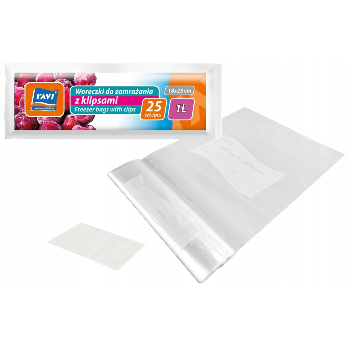 WORECZKI DO ZAMRAŻANIA żywności 1L 18x25cm 25szt