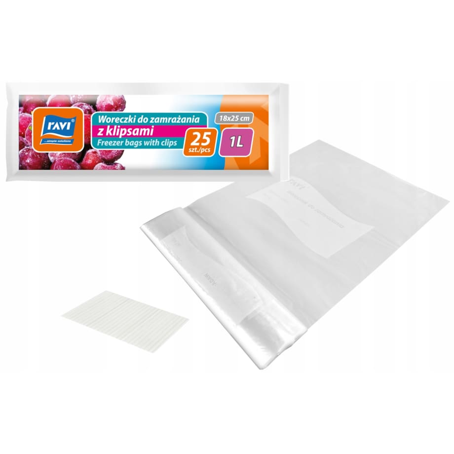 WORECZKI DO ZAMRAŻANIA żywności 1L 18x25cm 25szt