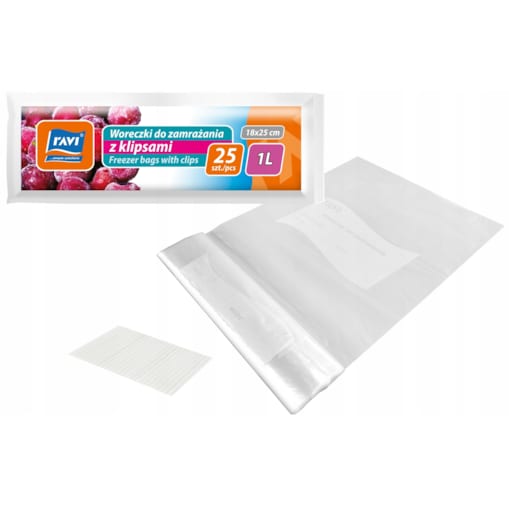 WORECZKI DO ZAMRAŻANIA żywności 1L 18x25cm 25szt