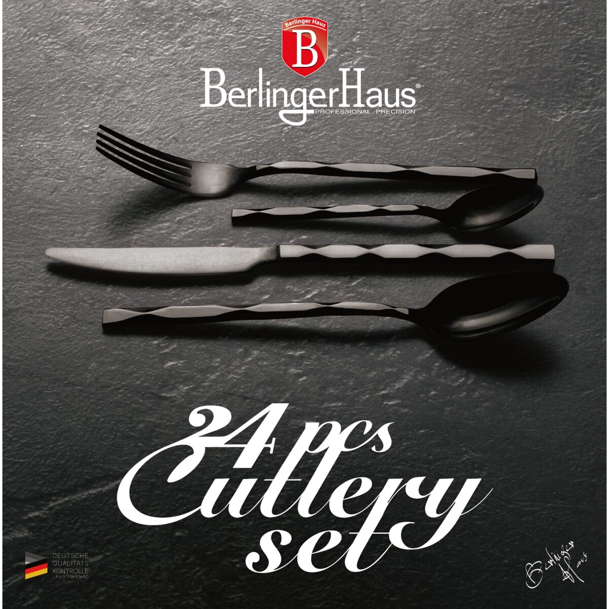Komplet sztućców 24-elementy czarny połysk Black Royal BerlingerHaus BH-2622