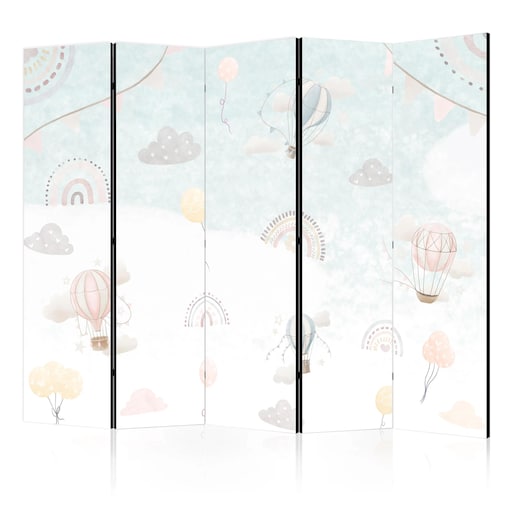 Parawan dwustronny Dla dzieci 225x172 cm 5-częściowy biały