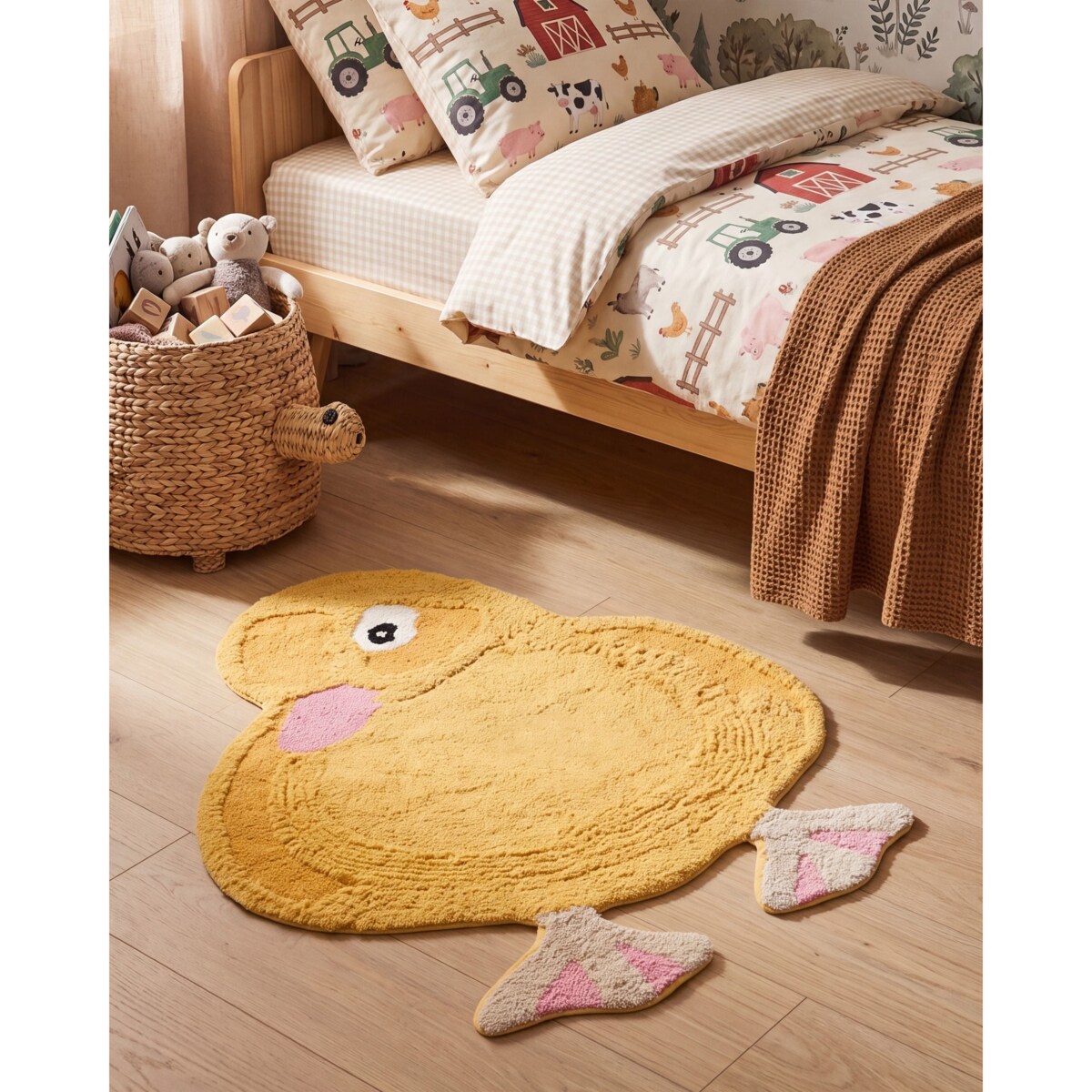 Dywan dziecięcy DUCKIE Żółty 95 x 120 cm Bawełna