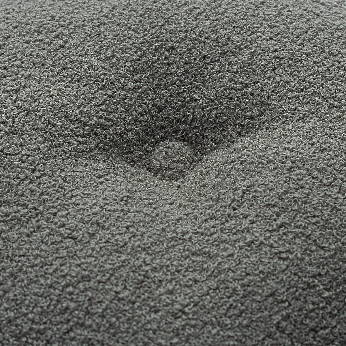 Poduszka okrągła z guzikiem, ciemno szara bukla, ⌀37 cm, Boucle Teddy