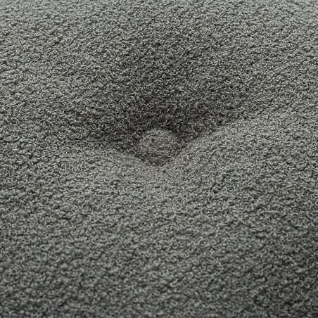 Poduszka okrągła z guzikiem, ciemno szara bukla, ⌀37 cm, Boucle Teddy