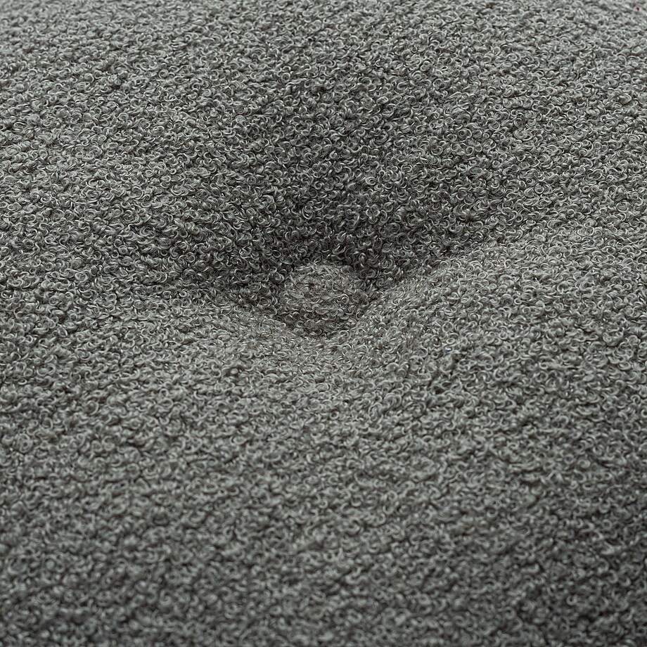 Poduszka okrągła z guzikiem, ciemno szara bukla, ⌀37 cm, Boucle Teddy