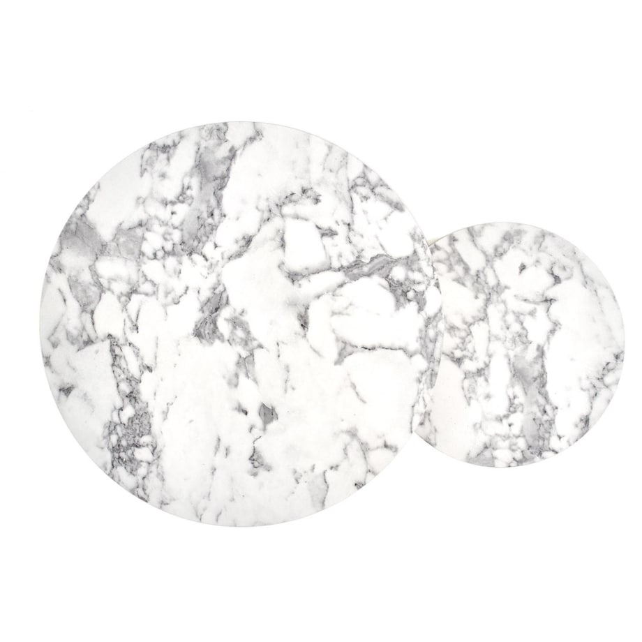 ZESTAW 2 STOLIKÓW Tunise 60/40 i 38/34 cm MARMUR srebrny