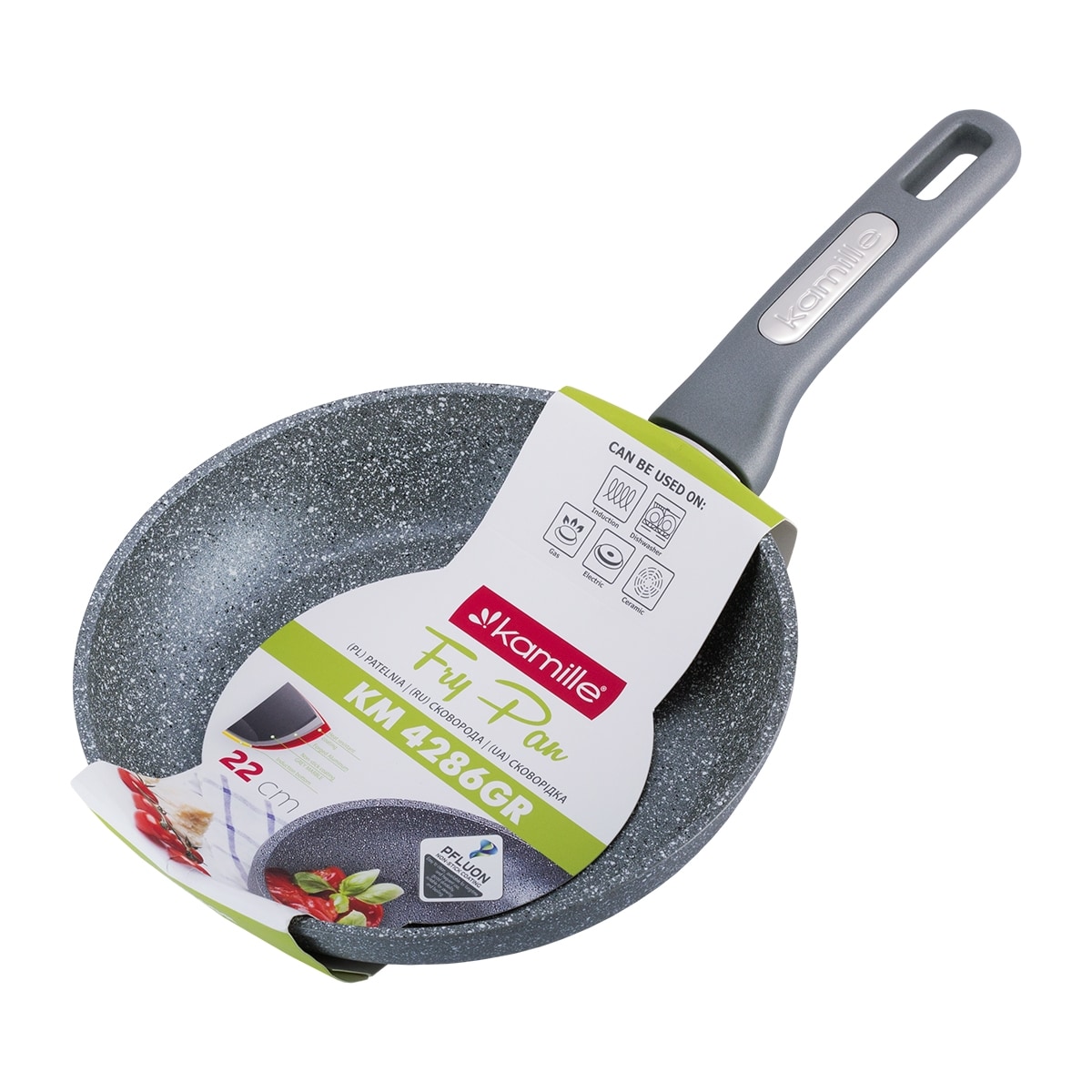 Patelnia 22cm z powłoką granitową indukcja KAMILLE