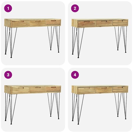 vidaXL Stolik konsola, 120 x 35 x 76 cm, lite drewno tekowe